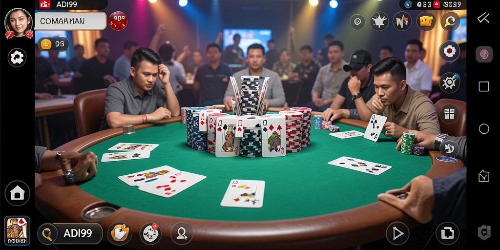 Screenshot gameplay ADI99 yang menampilkan aksi poker yang seru.