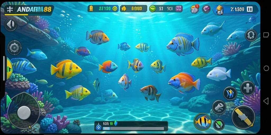 Tampilan gameplay seru dalam ANDARA88 saat menembak ikan.