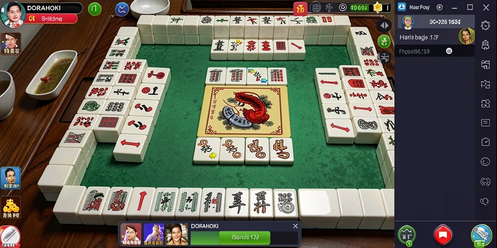 Tampilan gameplay menarik dari DORAHOKI yang menyajikan Mahjong.