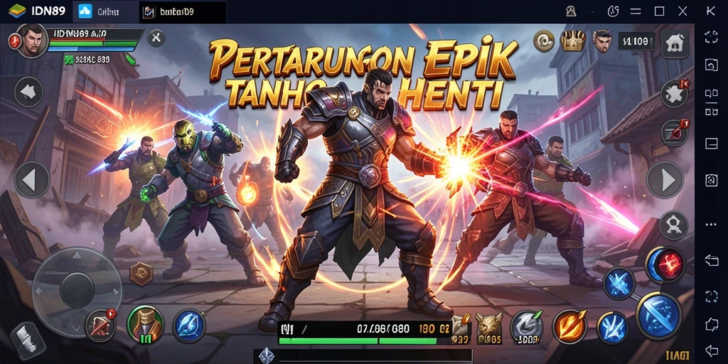 Tangkapan layar IDN89 memperlihatkan aksi pertarungan yang mendebarkan dan karakter yang dinamis.