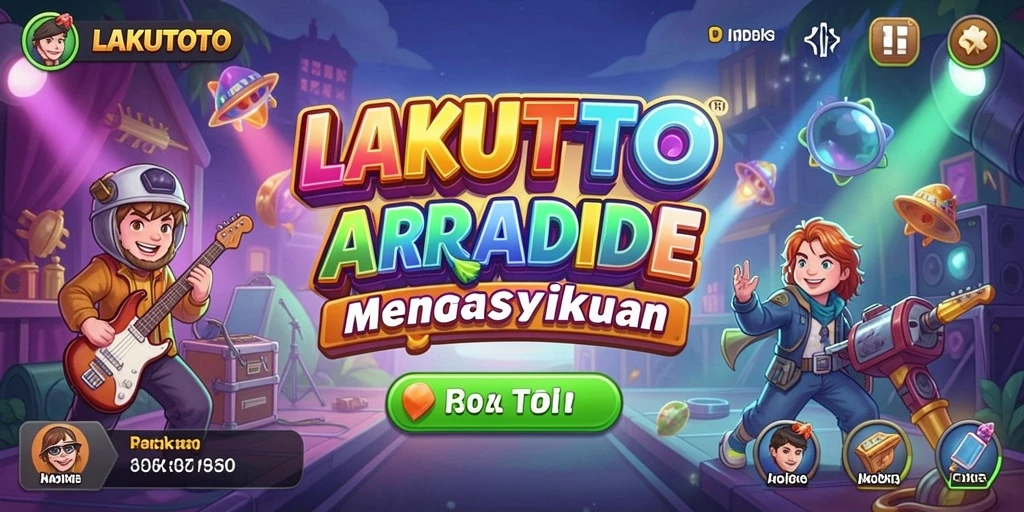 Tampilan gameplay seru dari LAKUTOTO dengan karakter lucu dan warna-warni.