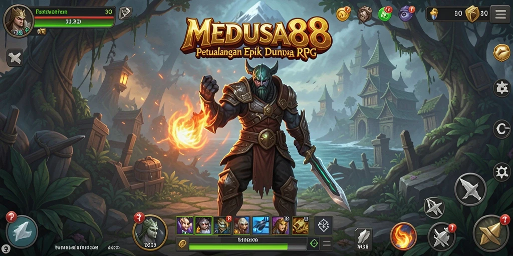 Tampilan gameplay menakjubkan dari MEDUSA88 yang penuh aksi RPG.