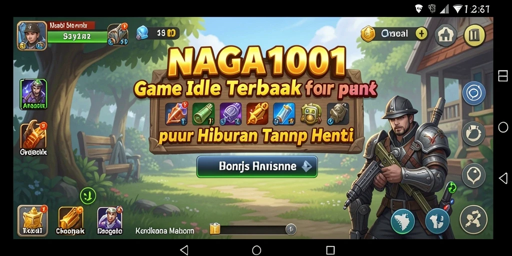 Screenshot gameplay NAGA1001 menampilkan aksi dan strategi dalam mode Idle.
