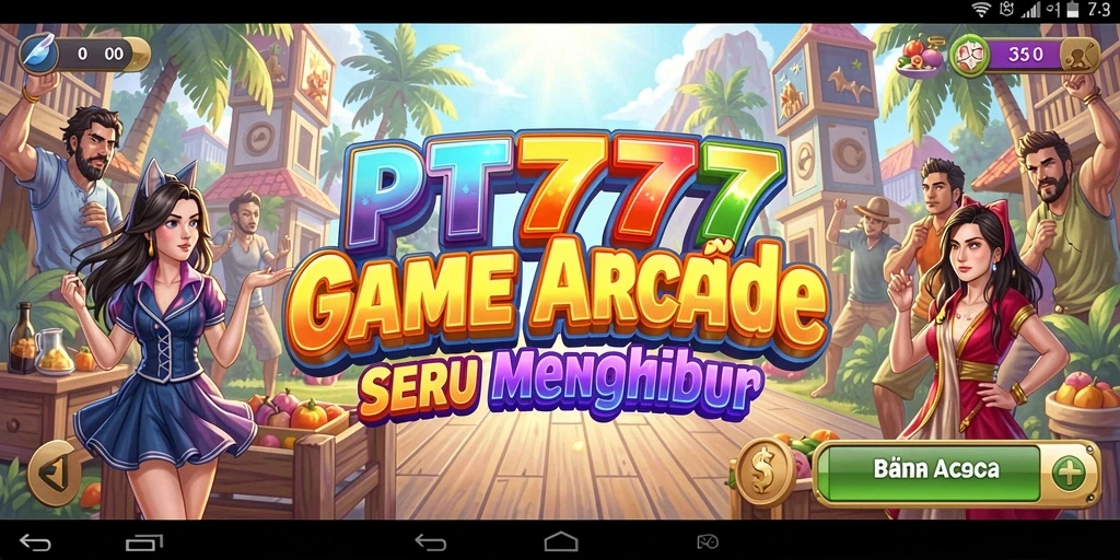 Screenshot utama PT777 menampilkan gameplay Arcade yang seru.