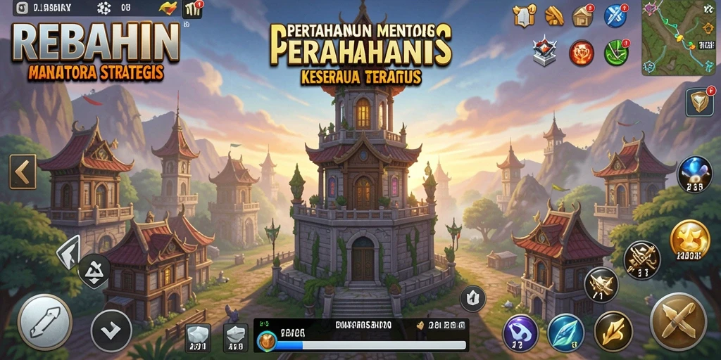 Tampilan gameplay menakjubkan dari REBAHIN dengan aksi Tower Defense seru.