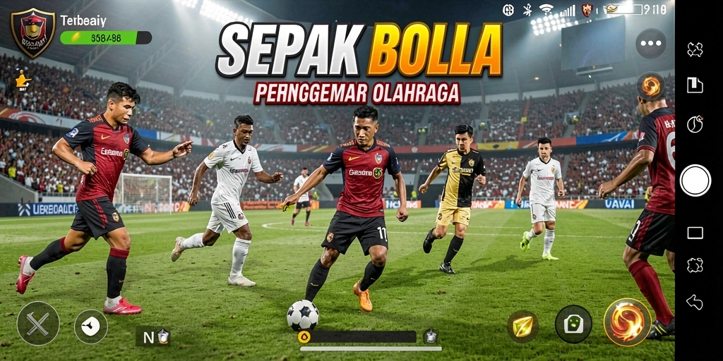 Tampilan aksi seru dalam gameplay sepak bola S13.