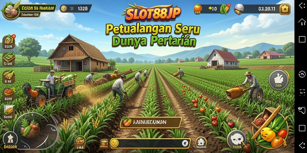 Tampilan game SLOT88JP dengan aktivitas bertani yang menyenangkan.