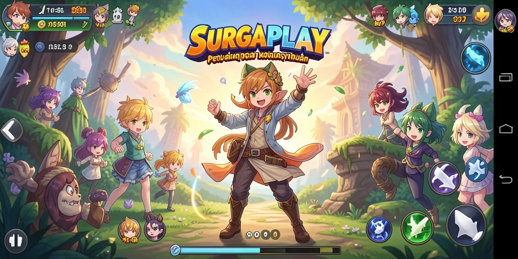 Tampilan menarik dari gameplay SURGAPLAY penuh karakter Anime.