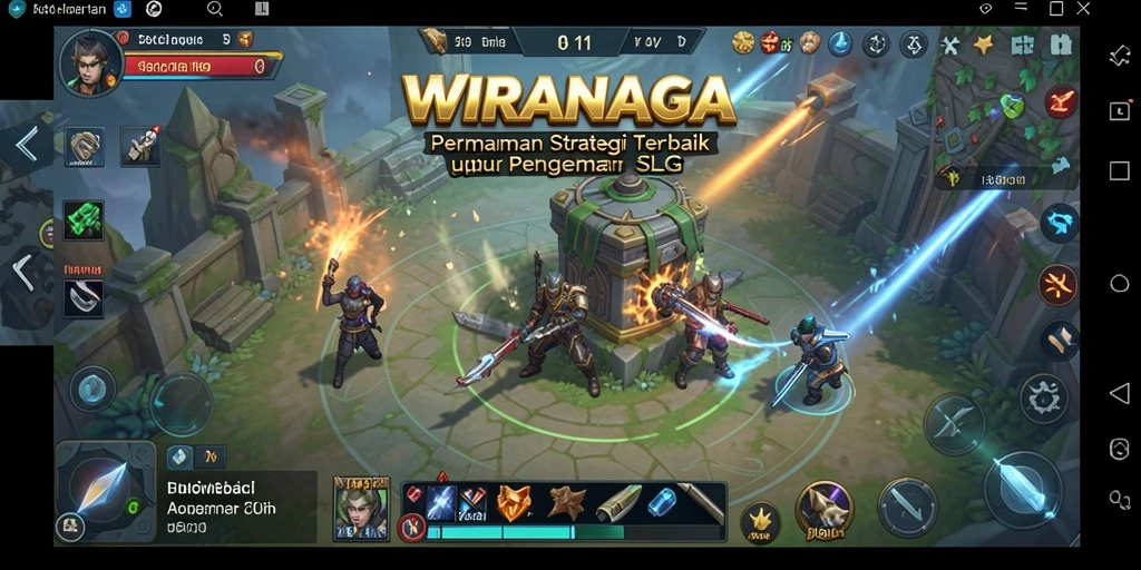 Tampilan gameplay dinamis di WIRANAGA dengan aksi strategi yang menarik.